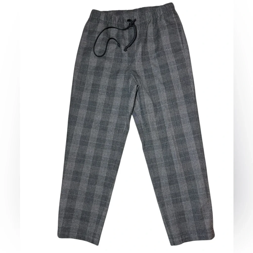 The Group Babaton Aritzia Plaid Ankle Pants Grey Drawstring S